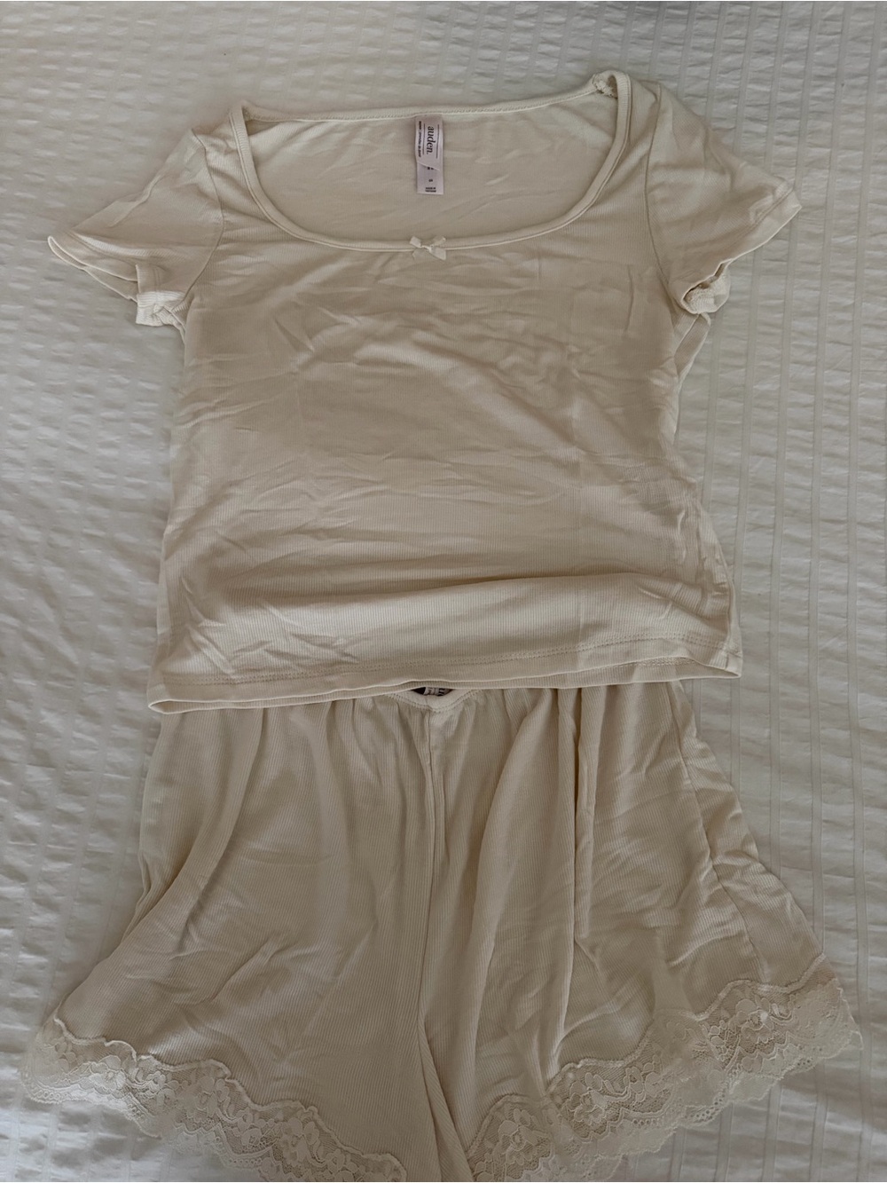 auden™ Women’s Cream Ribbed PJ set -